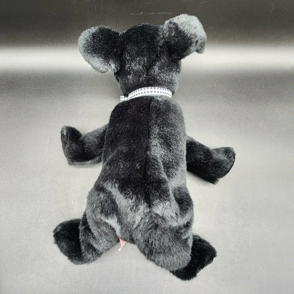 Ty Black Luke Beanie Buddies‎ Black Lab Dog Plush 2001 Vintage Puppy Gingham Bow